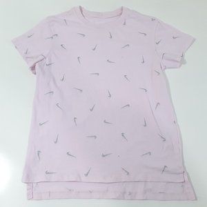 Nike Womens Pink Short Sleeve Side Slit Crew Neck Pullover T Shirt Size Large